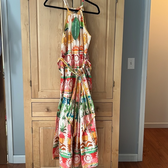 FARM RIO Rainbow Sunset Halter Bow Maxi Dress - Picture 5 of 5